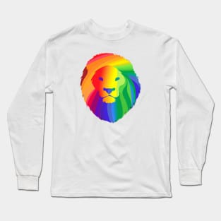 Cute Colorful Rainbow Lion Shape Head Drawing Long Sleeve T-Shirt